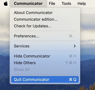 Quit Communicator from menu bar