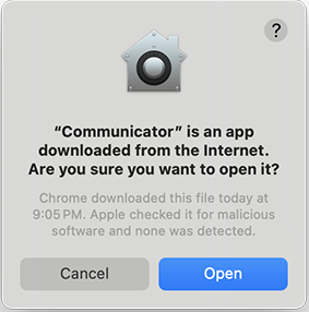 Internet download warning - press Open