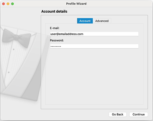 Account details entry