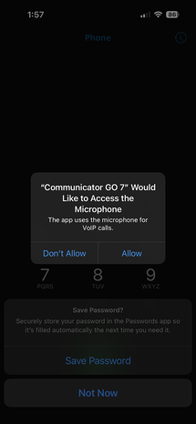 Communicator GO 7 Microphone permission